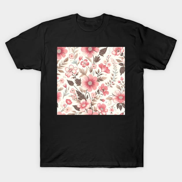 Pink Flowers T-Shirt by Jenni Arts